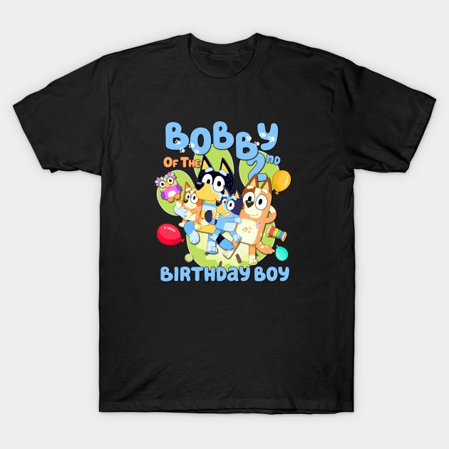 Bluey and Bingo Happy birthday 2 year T-Shirt by Justine Nolanz